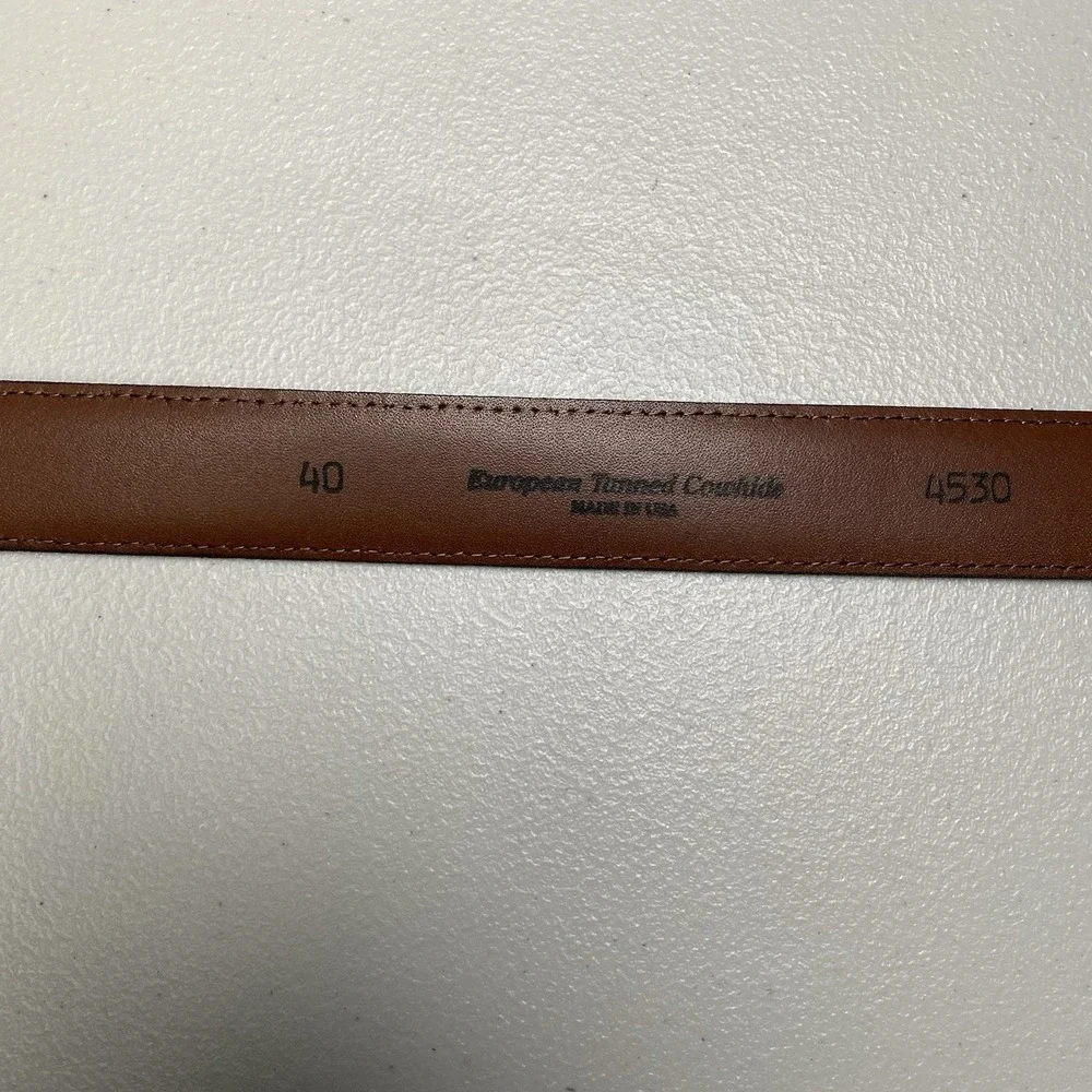 Torino Dress Belt Mens Size 40 European Tanned Cowhide Black Brass Buckle USA